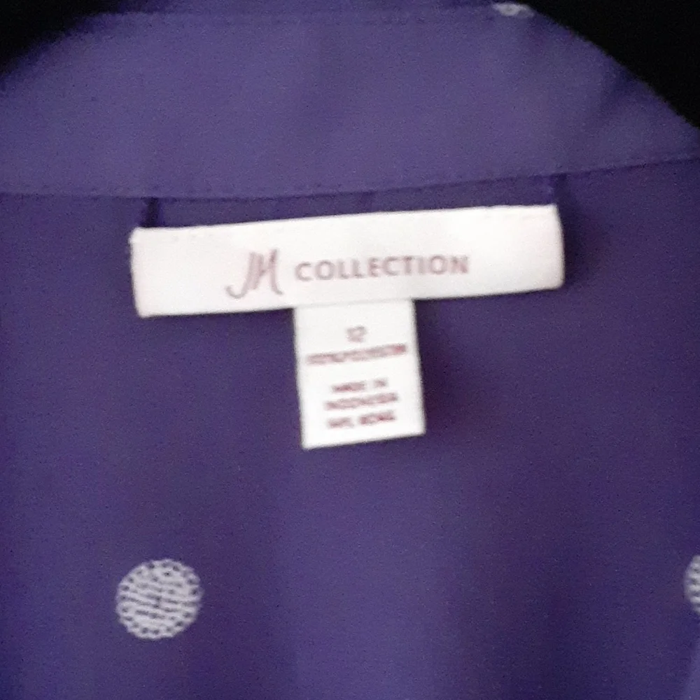 Pretty Royal Purple w/ White Pokdots Blouse & Solid Tank Size 12 - Picture 4 of 7